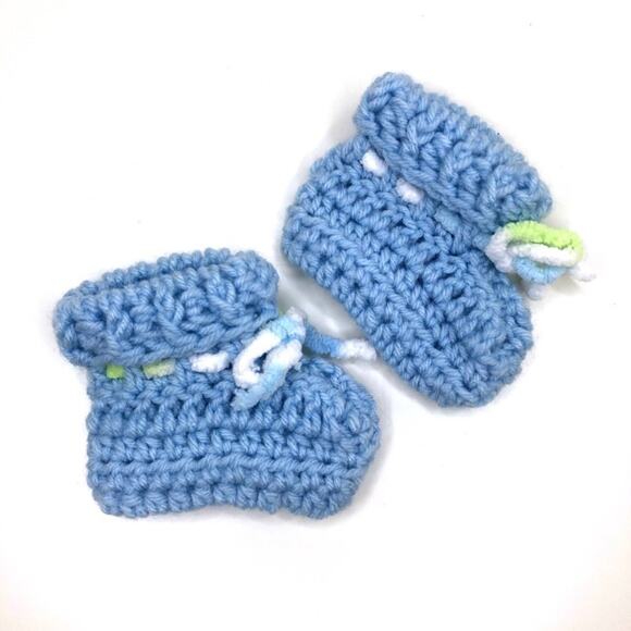 Vintage Handmade Crochet Baby Booties - Picture 1 of 4